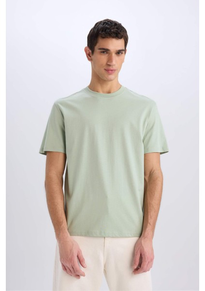 %100 Pamuk New Regular Fit Bisiklet Yaka Basic Düz Kısa Kollu Tişört V7699AZ25SP