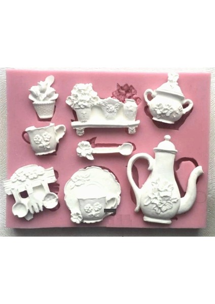 Mutfak Temalı Çaydanlık Fincan Silikon Kalıp K-098