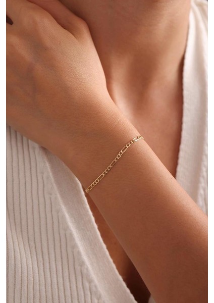 14 Ayar Altın Figaro Bileklik modelleri