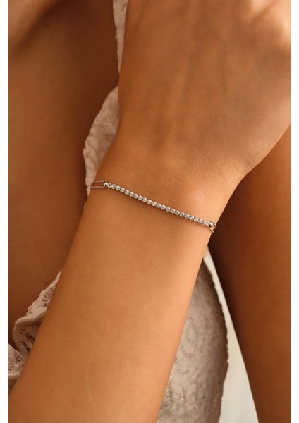 14 Ayar Beyaz Altın Su Yolu Bileklik