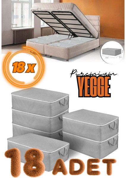 18 Adet- Mega Büyük Boy Bazaaltı ve Çekyat Hurç 64 x 45 x 22 cm Antrasit Gri Baza Altı Hurç Saklama Hurcu