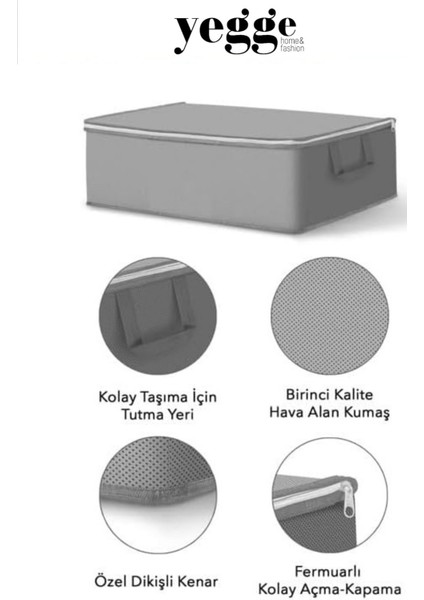 18 Adet- Mega Büyük Boy Bazaaltı ve Çekyat Hurç 64 x 45 x 22 cm Antrasit Gri Baza Altı Hurç Saklama Hurcu
