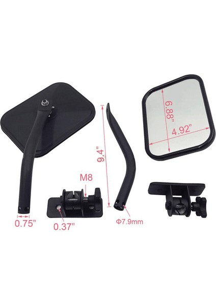 Wrangler Tj, Jk, Lj Hızlı Açılan Yan Aynalar Siyah 2'li Paket ile Uyumlu Kapalı Kapı Aynaları (Yurt Dışından) indirimleri