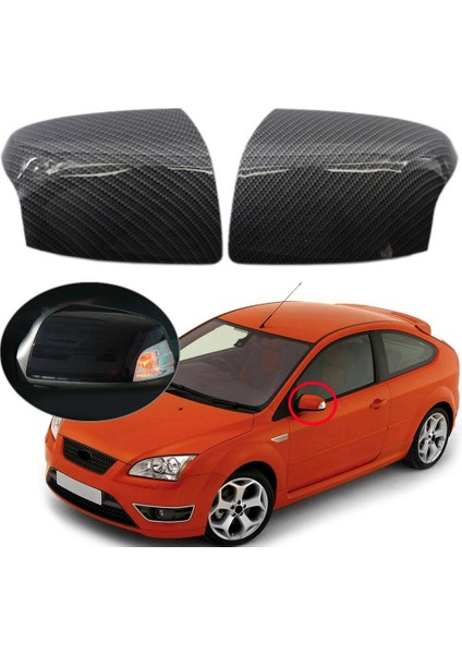 1 Çift Araba Abs Karbon Fiber Kanat Kapı Ayna Kapağı Konut Case Dikiz Aynaları Kapağı Focus Mk2 2005-2008 ile Uyumlu (Yurt Dışından)