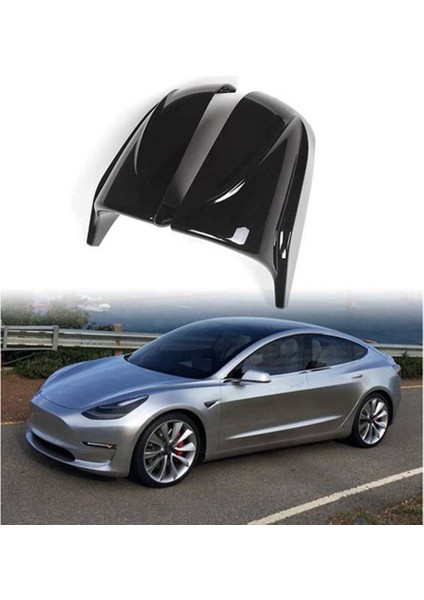 Dikiz Aynası Kapağı Parlak Siyah Model 3 2017-2021 ile Uyumlu (Yurt Dışından)