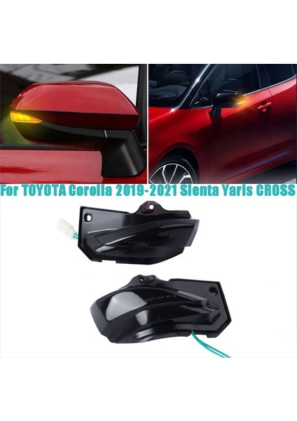 Araba Dinamik LED Dönüş Sinyali Işık Dikiz Aynası Lambası 2019-2021 Yaris ile Uyumlu (Yurt Dışından)