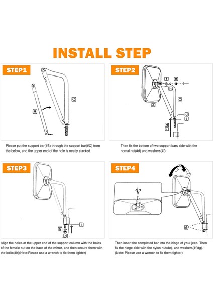 Wrangler Cj Yj Tj Jk Jl ve Sınırsız ile Uyumlu Kapalı Kapı Aynaları, Dikiz Aynaları Kare Kapı Yan Menteşe Aynası (Yurt Dışından) fırsatları