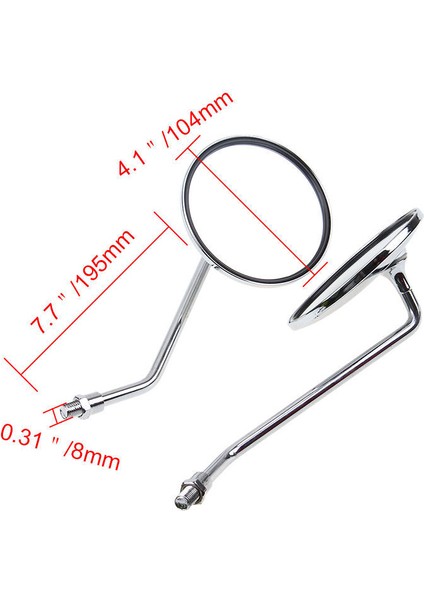 2pcs Motosiklet Aynaları Yuvarlak Stok Stili Uzun Kök 8mm Gidon Aynaları / / / Tipi ile Uyumlu (Yurt Dışından) indirimleri