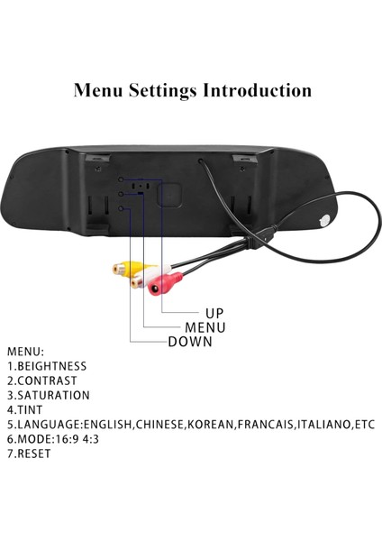 4.3 Inç Araba Tft LCD Ayna Monitör Kablosuz Ters Araç Dikiz Yedekleme Kamera Seti (Siyah) (Yurt Dışından) fiyatları