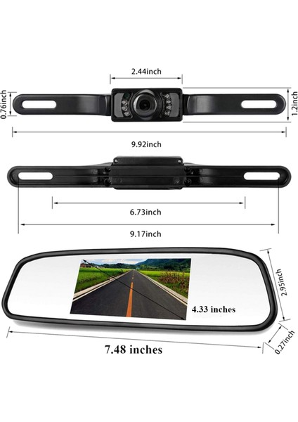 4.3 Inç Araba Tft LCD Ayna Monitör Kablosuz Ters Araç Dikiz Yedekleme Kamera Seti (Siyah) (Yurt Dışından) modelleri