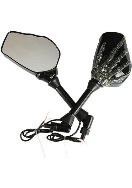 Motosiklet Dikiz Aynası Kafatası El Desen Hayalet Pençe LED Işık Dönüş Sinyali Ayna Fit 10MM 8mm Konu Cıvata Motor Ayna (Yurt Dışından) fiyatları