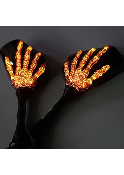 Motosiklet Dikiz Aynası Kafatası El Desen Hayalet Pençe LED Işık Dönüş Sinyali Ayna Fit 10MM 8mm Konu Cıvata Motor Ayna (Yurt Dışından) indirimleri