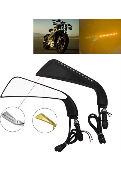 Motosiklet Aksesuarları Reflektörler LED Dikiz Aynaları Elektro Kaplama ile Uyumlu Olarak Tasarlanmıştır (Yurt Dışından)
