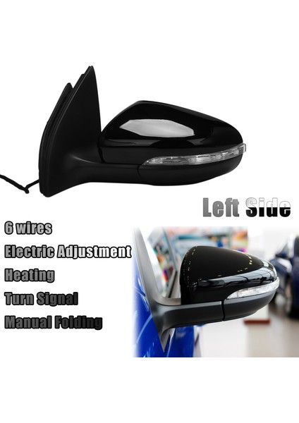 Sol Yan Kapı Dikiz Aynası Grubu Lh 6 Hatlı, Golf Mk6 2009-2012 ile Uyumlu, Elektrikli Ayarlı / Isıtmalı Siyah (Yurt Dışından) fiyatları