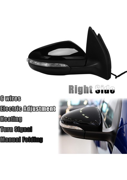 Sol Yan Kapı Dikiz Aynası Grubu Lh 6 Hatlı, Golf Mk6 2009-2012 ile Uyumlu, Elektrikli Ayarlı / Isıtmalı Siyah (Yurt Dışından) modelleri