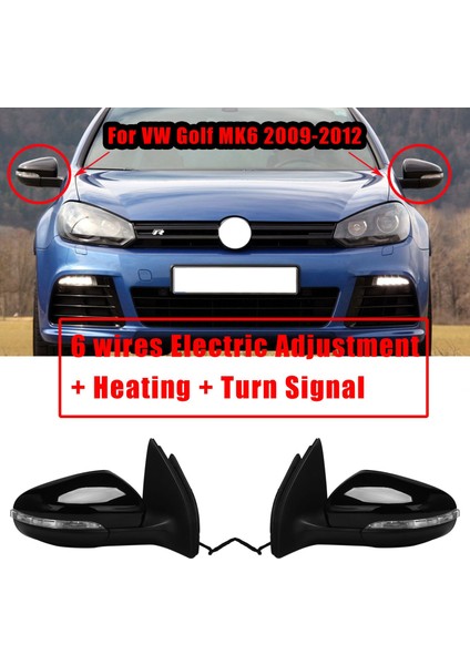 Sol Yan Kapı Dikiz Aynası Grubu Lh 6 Hatlı, Golf Mk6 2009-2012 ile Uyumlu, Elektrikli Ayarlı / Isıtmalı Siyah (Yurt Dışından) fırsatları