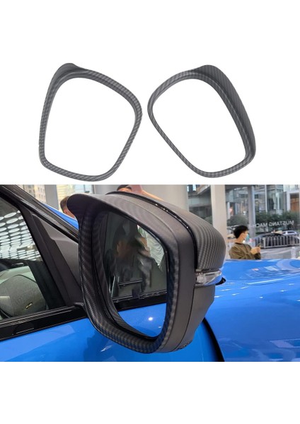Mach-E 2021+ ile Uyumlu Dikiz Aynası Yağmur Kaş Kapağı Gölge Koruma Trim Çerçeve Aksesuarları, Mat Karbon Fiber (Yurt Dışından)