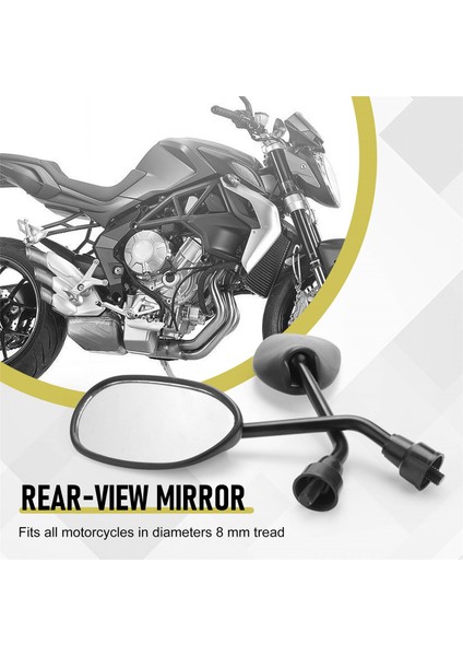 Çifti Dikiz Aynası Motosiklet Scooter Sırt Vidası ile Uyumlu 8mm M8 Ayarlanabilir Dönüş (Yurt Dışından)