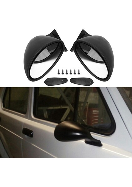 Stil Sol ve Sağ Araba Klasik Retro Kapı Kanat Yan Ayna Dikiz Vintage Mat Evrensel Siyah (Yurt Dışından)