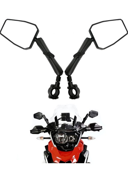 Evrensel Açı Ayarlanabilir Motosiklet Aynası, 7/8 Inç Gidon Montajı ve 8/10MM Vidalar ile Bisiklet Scooter Moped ile Uyumlu (Yurt Dışından)
