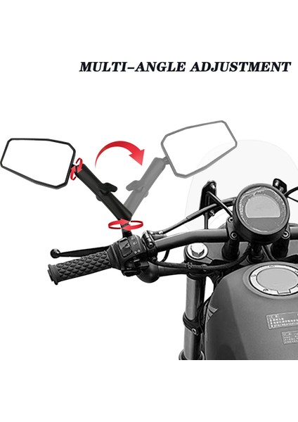Evrensel Açı Ayarlanabilir Motosiklet Aynası, 7/8 Inç Gidon Montajı ve 8/10MM Vidalar ile Bisiklet Scooter Moped ile Uyumlu (Yurt Dışından)