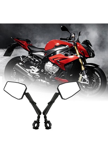 Evrensel Açı Ayarlanabilir Motosiklet Aynası, 7/8 Inç Gidon Montajı ve 8/10MM Vidalar ile Bisiklet Scooter Moped ile Uyumlu (Yurt Dışından)