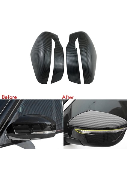 Karbon Fiber Dikiz Dikiz Yan Cam Ayna Kapağı Trim Çerçeve Yan Ayna Kapakları ile Uyumlu Navara NP300 D23 15-18 (Yurt Dışından) modelleri