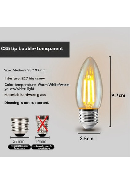 4W Vintage E27 Ampul C35 ST64 G80 G95 G125 T185 LED Retro 2200K Armatür Dekorasyon Aydınlatma (Yurt Dışından) modelleri