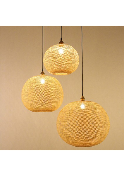 2x Dokuma Bambu Sarkıt Avize Rattan Oturma Odası Retro (Yurt Dışından)