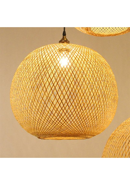 2x Dokuma Bambu Sarkıt Avize Rattan Oturma Odası Retro (Yurt Dışından)