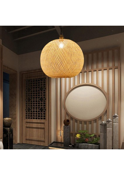 2x Dokuma Bambu Sarkıt Avize Rattan Oturma Odası Retro (Yurt Dışından)