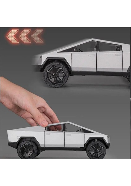 Cybertruck Model Kamyon Gümüş Pikap 1/24 Çocuklar Için Sesli ve Işıklı Döküm Metal Oyuncak Arabalar-Siyah (Yurt Dışından)