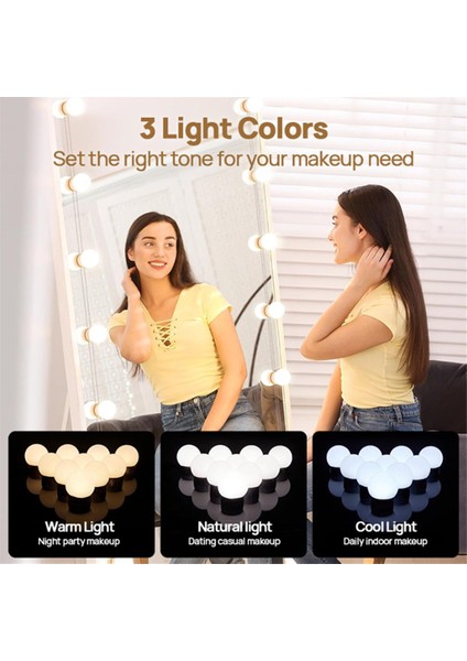 Ayna Için LED Vanity Işıkları USB 10 Kısılabilir Ampul Ayarlanabilir 3 Renk Makyaj Ampulü (Yurt Dışından)