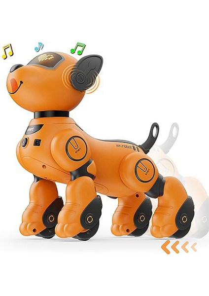 Çocuklar Için Robot Köpek Oyuncak, Sesli ve Interaktif Dokunmatik Sensörlü 2,4 Ghz Uzaktan Kumandalı Evcil Hayvan, Robot Köpek Yavrusu (Turuncu) (Yurt Dışından)