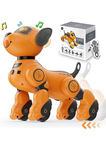Çocuklar Için Robot Köpek Oyuncak, Sesli ve Interaktif Dokunmatik Sensörlü 2,4 Ghz Uzaktan Kumandalı Evcil Hayvan, Robot Köpek Yavrusu (Turuncu) (Yurt Dışından)