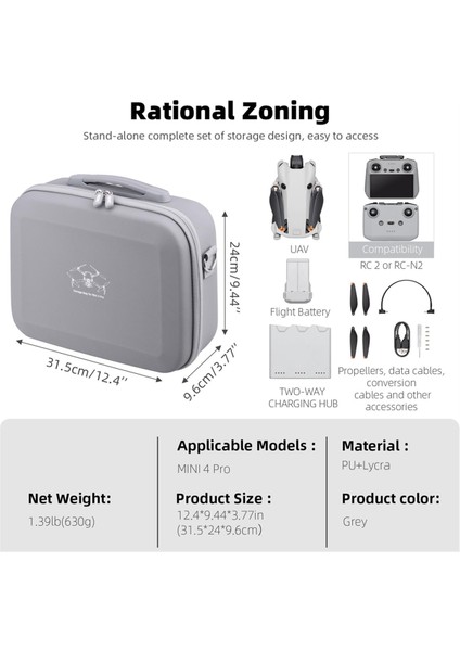 Mini 4 Pro Rc 2 Kılıfı Için Taşıma Çantası, Taşınabilir Pu Deri Depolama Drone Denetleyici Kiti (Yurt Dışından)