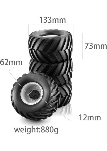 1/10 Süper Tekerlek Lastikleri 133X73MM Kamyon 1:10 Rc Mk2 Eksenel Yedek Parça B (Yurt Dışından) fiyatları