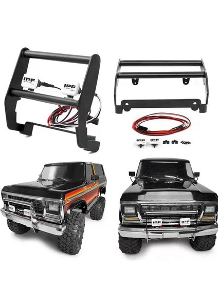 Paslanmaz Çelik Ön Tampon LED Işıklı Çarpışma Önleyici -4 Trx4 1/10 Rc Araba Parçaları (Yurt Dışından)