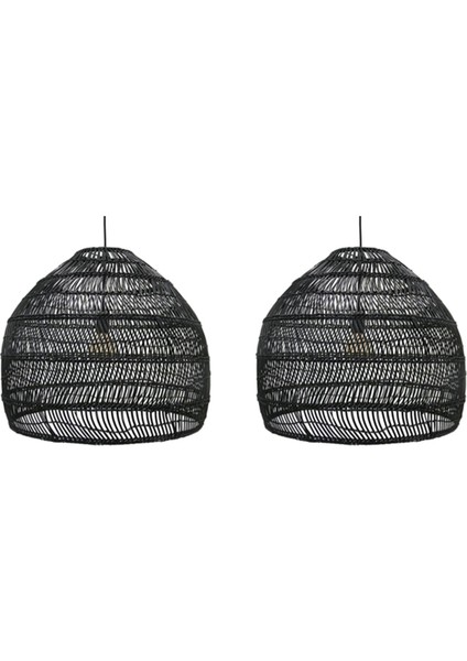 2x Rattan Lamba Sarkıt Işık Vintage Asılı LED Oturma Odası Yemek Odası Ev Dekoru Kafe Restoran Askı Lambası (Yurt Dışından)
