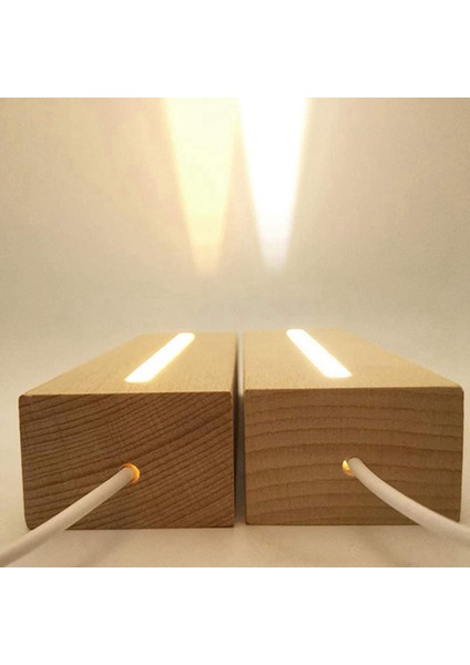 2x Ahşap Dikdörtgen Işık Tabanı, Ahşap LED Ekran Tabanı Ayaklı Lamba Standı Akrilik, Kristal, Gece Lambası, Reçine Sanat (Yurt Dışından)