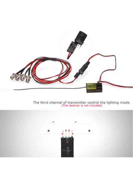 4 LED Işık Kiti 2 Beyaz Kırmızı Ch3 Lamba Kontrol Paneli 1/10 1/8 Eksenel SCX10 Trx4 D90 Rc Araba Için (Yurt Dışından)