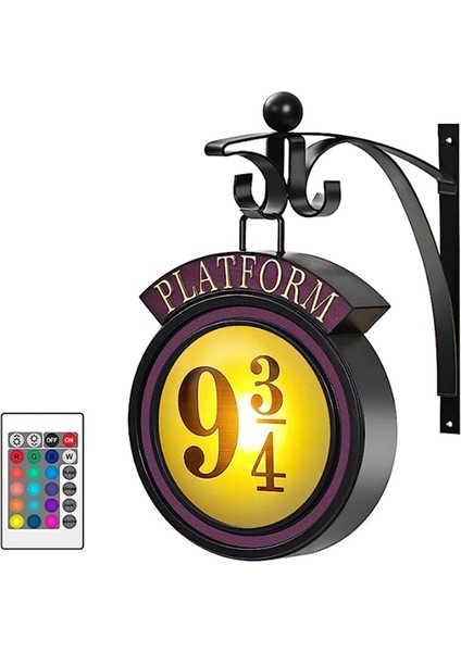 Platform 9 3/4 Gece Lambası Uzaktan Kumanda ile 16 Renk Asılı Oda Dekor Duvar Lambası ¾ Burcu Dekorasyon Işıkları (Yurt Dışından)