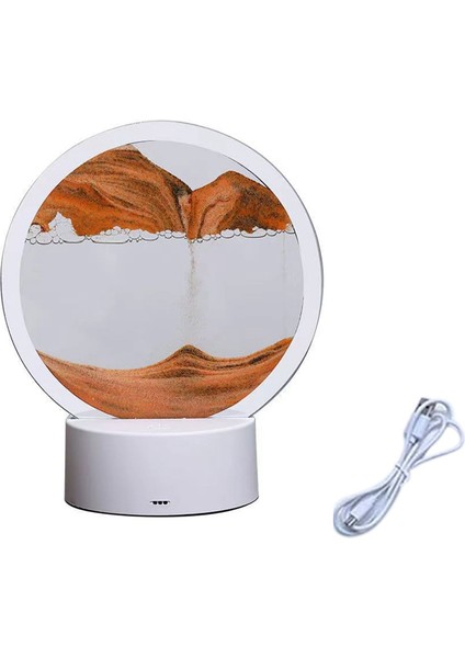 LED Rgb Kum Manzara Lambası Hareketli Kum Sanatı Gece Lambası 7 Renk Kum Saati 3D Ekran Dekorasyon ile Turuncu (Yurt Dışından)