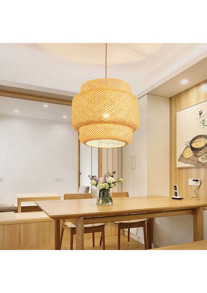 2x Sarkıt Tavan Retro Asılı Kafe Işıkları Loft Japon Tarzı El Dokuma Bambu Dokuma Abajur Çay Evi B Için (Yurt Dışından) fırsatları