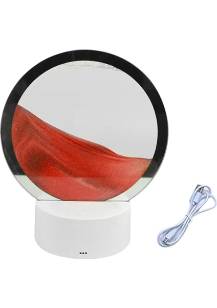 LED Rgb Kum Manzara Lambası Hareketli Kum Sanatı Gece Lambası 7 Renk Kum Saati 3D Ekran Dekorasyon ile Kırmızı (Yurt Dışından)