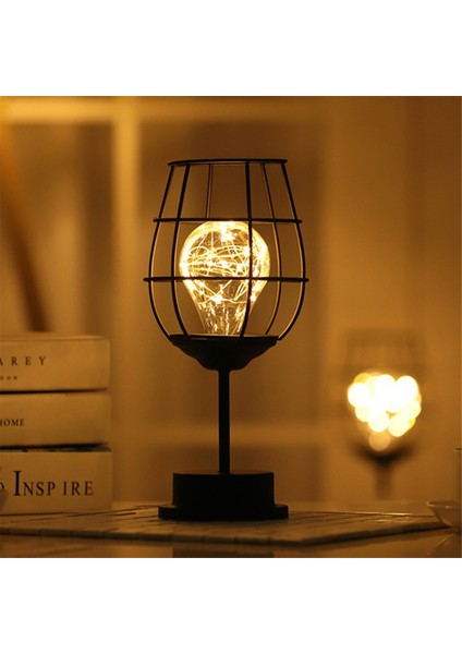 LED Masa Lambası Okuma Gece Lambası Yatak Odası Başucu Masası Aydınlatma Oturma Odası Retro Demir Ev Dekorasyon, B (Yurt Dışından)