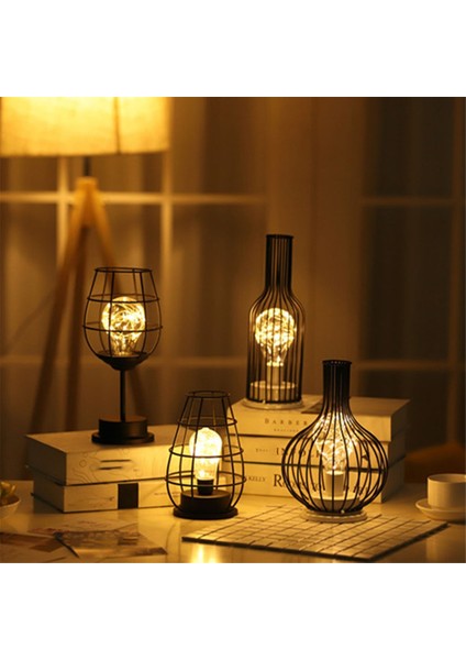 LED Masa Lambası Okuma Gece Lambası Yatak Odası Başucu Masası Aydınlatma Oturma Odası Retro Demir Ev Dekorasyon, D (Yurt Dışından)