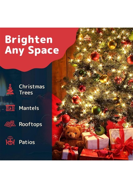 Yeşil Telli Şeffaf Noel Ağacı Işıkları Sıcak Beyaz IP44 Su Geçirmez Dış Mekan Abd Fişi, B (Yurt Dışından) fiyatları