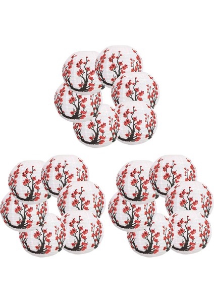 18 Paket 12 Inç Çiçekli Kağıt Fener Beyaz Yuvarlak Çin Japon Lambası (Yurt Dışından)