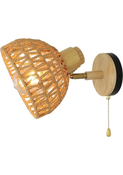 Rattan Duvar Aplikleri Retro Japon Tarzı Yatak Odası Oturma Odası Işık Fermuarlı Işıklar Ab Fişi (Yurt Dışından)